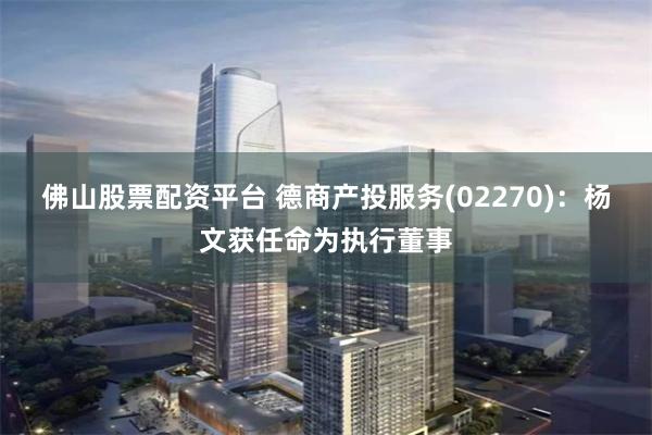 佛山股票配资平台 德商产投服务(02270)：杨文获任命为执行董事