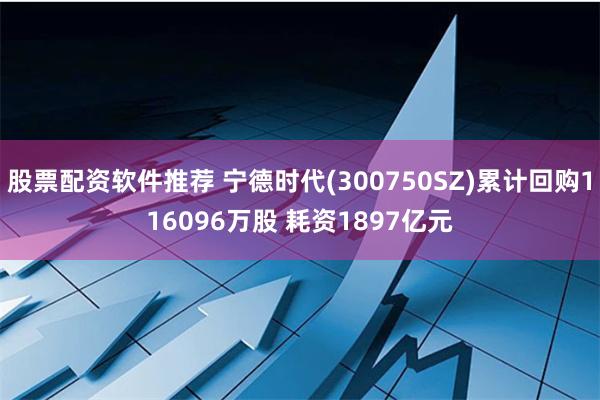 股票配资软件推荐 宁德时代(300750SZ)累计回购116096万股 耗资1897亿元